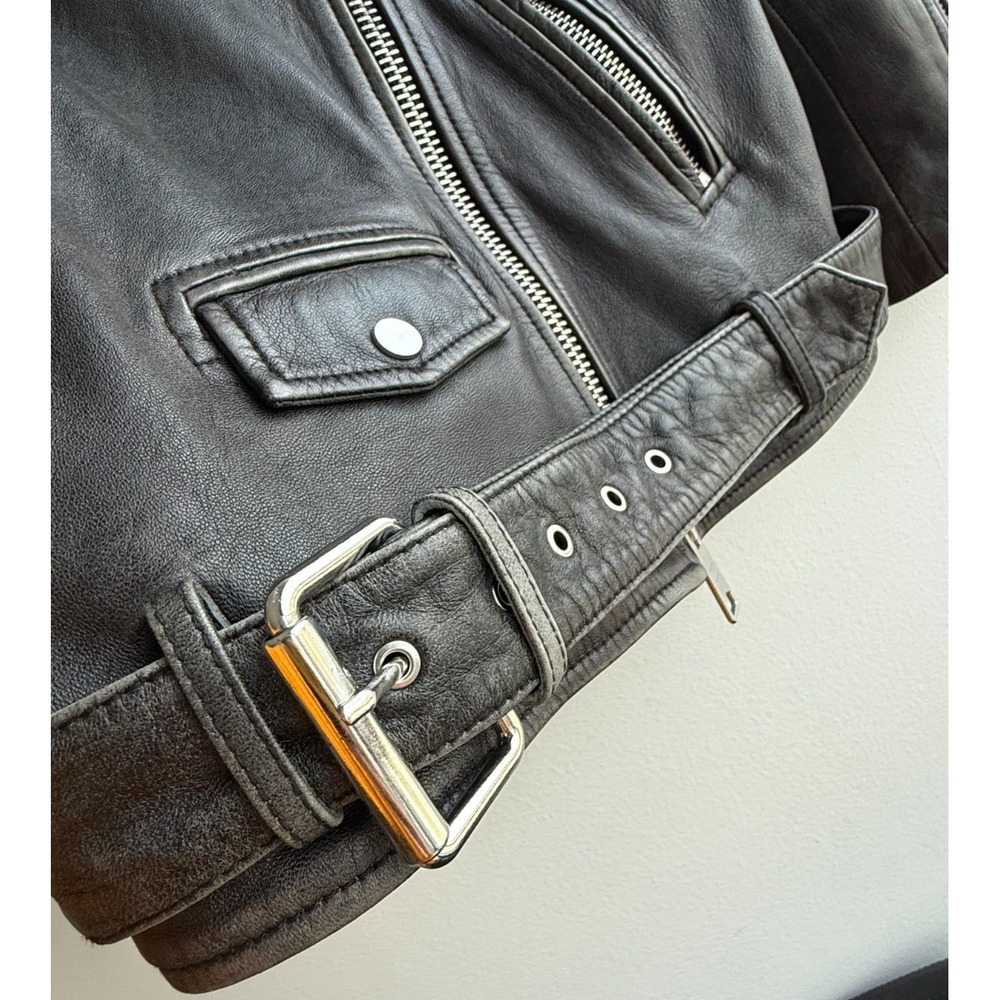 ALLSaints Women's Small Billie Relaxed Fit Mid Leather Biker Jacket $700 EUC - Picture 6 of 16